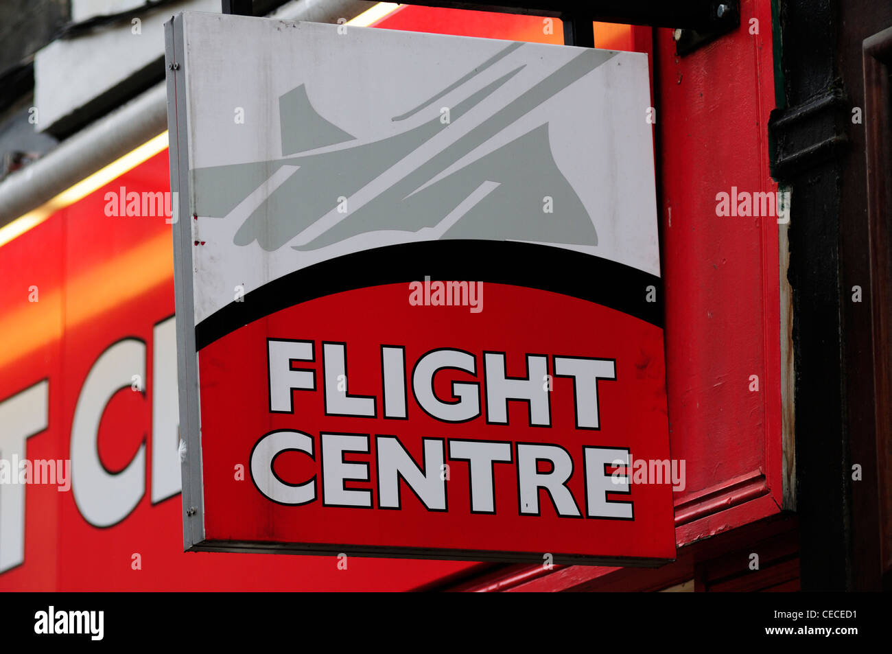 Flight Centre Travel Agent's Sign, Cambridge, England, UK Stock Photo