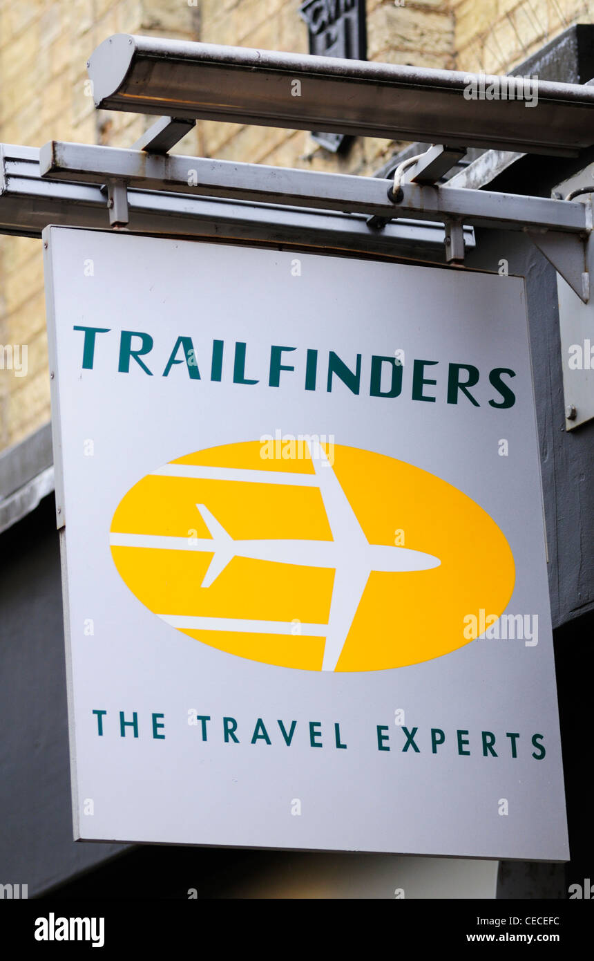 Trailfinders Travel Agents Sign, Cambridge, England, UK Stock Photo