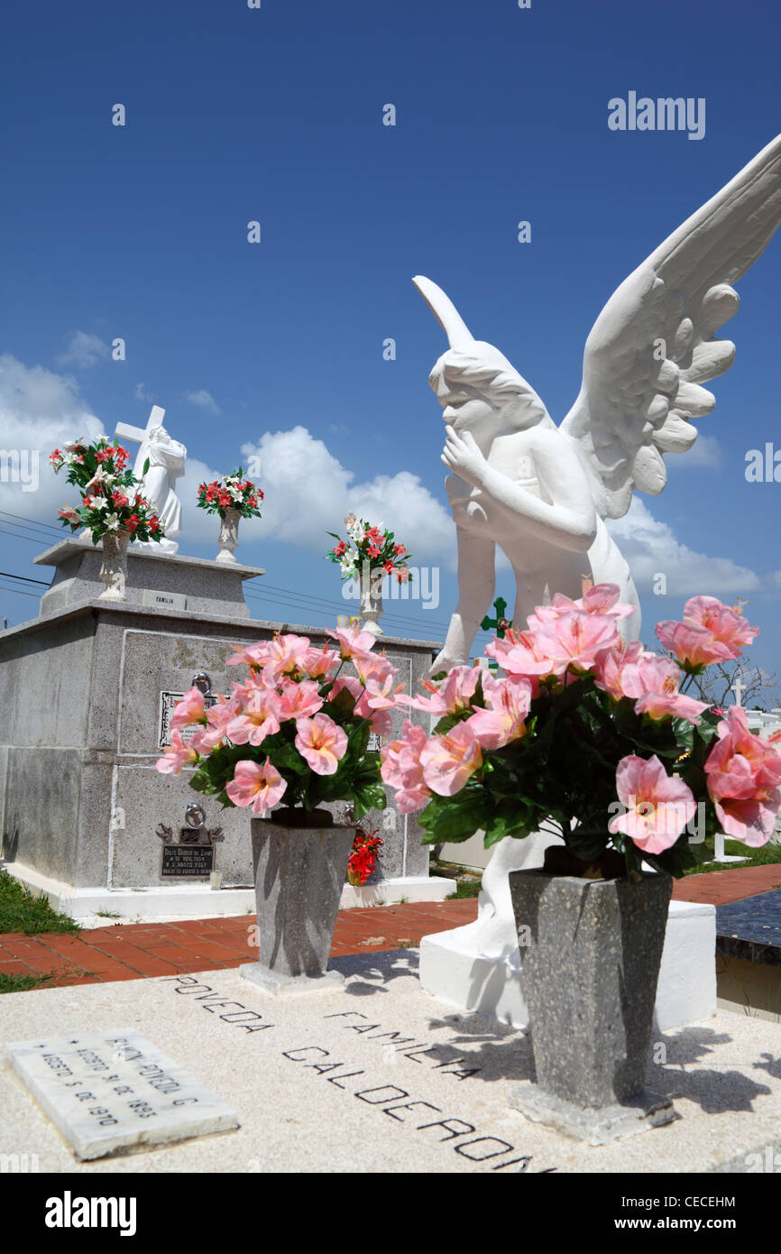 Angel statue on tomb in Parita cemetery , Herrera Province , Azuero Peninsula, Panama Stock Photo
