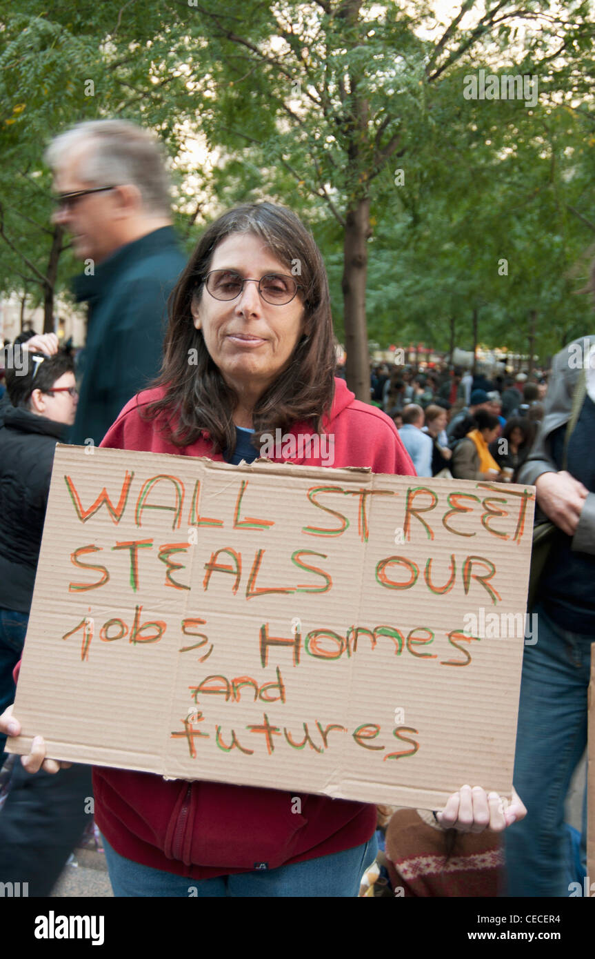 New York: New York City, Occupy Wall Street Protests, an older woman ...