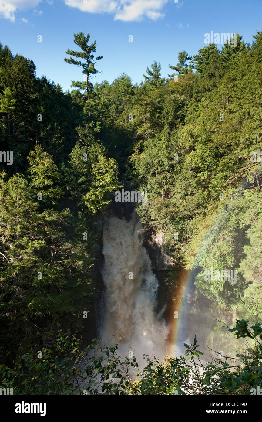 Main falls at Bushkill Falls, in spate after Hurricane Irene, in the Poconos area of Pennsylvania. Stock Photo