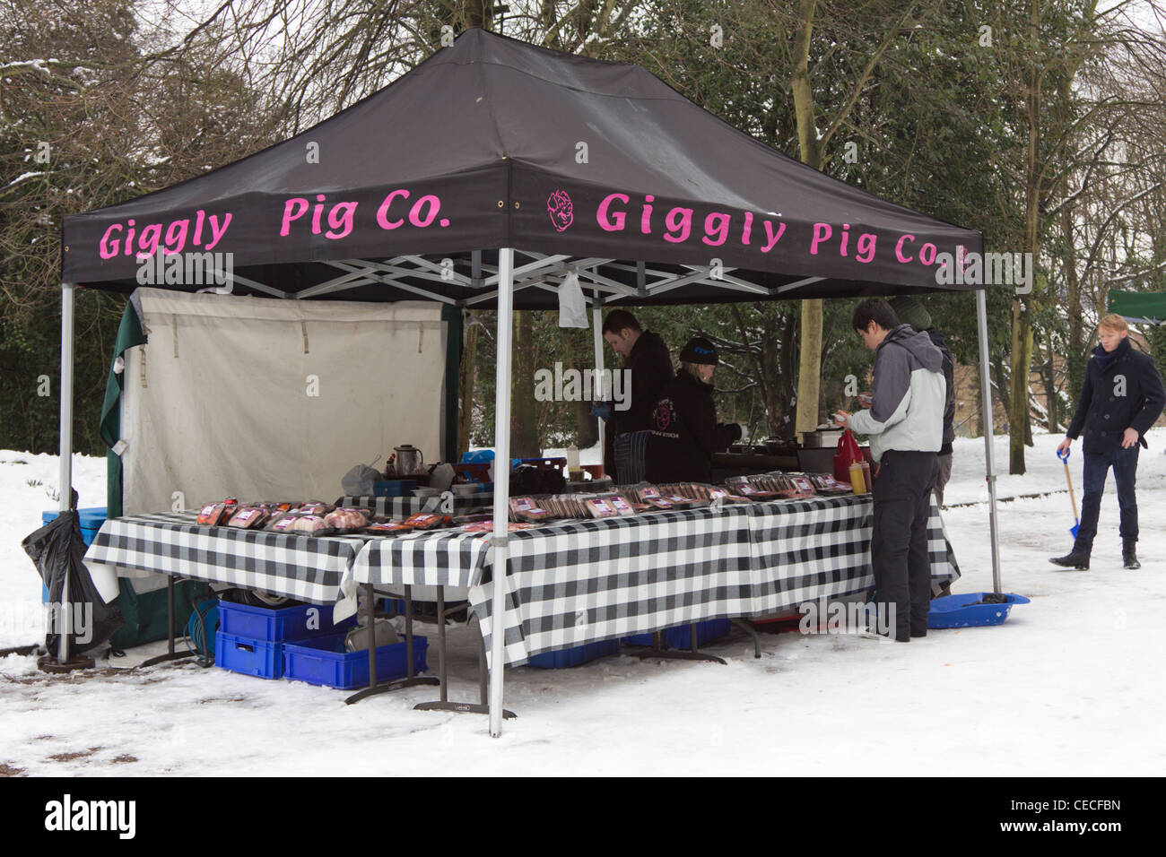 Giggly Pig Stall - City & Country Sunday Farmers Market - Alexandra Palace Park - Muswell Hill - London Stock Photo