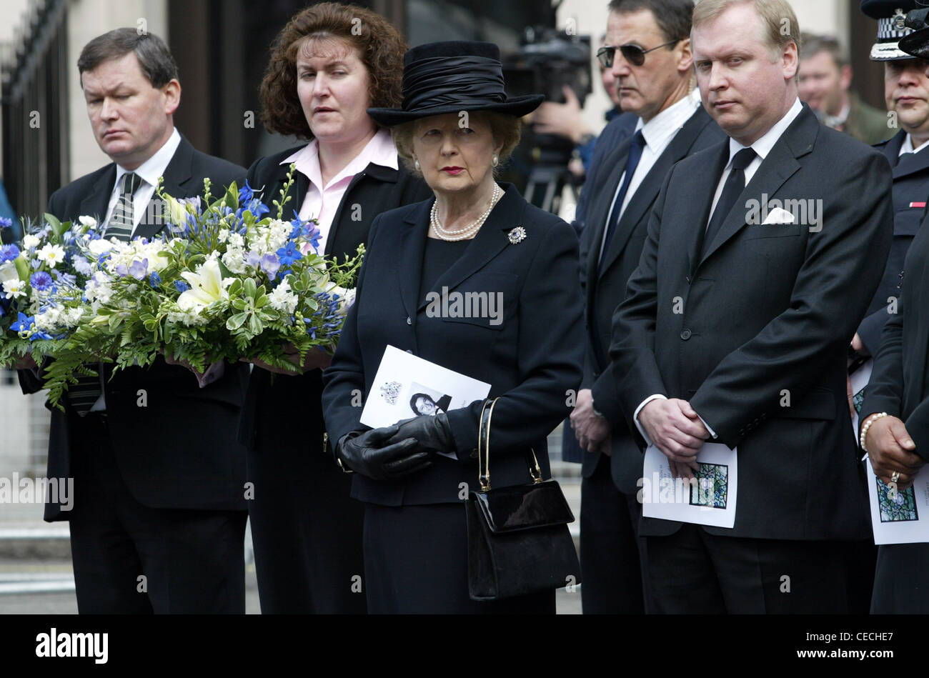 Former British prime minister Margaret Thatcher attends memorial service to murdered PC Yvonne Fletcher in London in 1994 Stock Photo