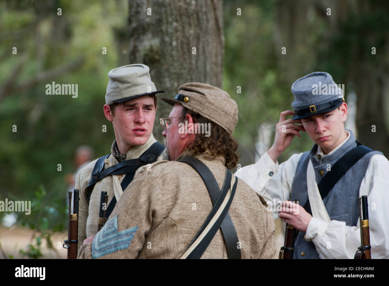 The Battle of Townsend's Plantation in Mount Dora, Florida. A Civil War Reenactment in Mount Dora, Florida. Stock Photo