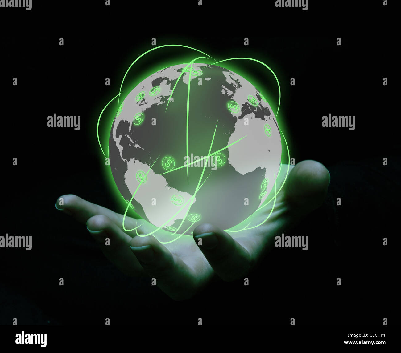 render of a global finance network or global economy Stock Photo