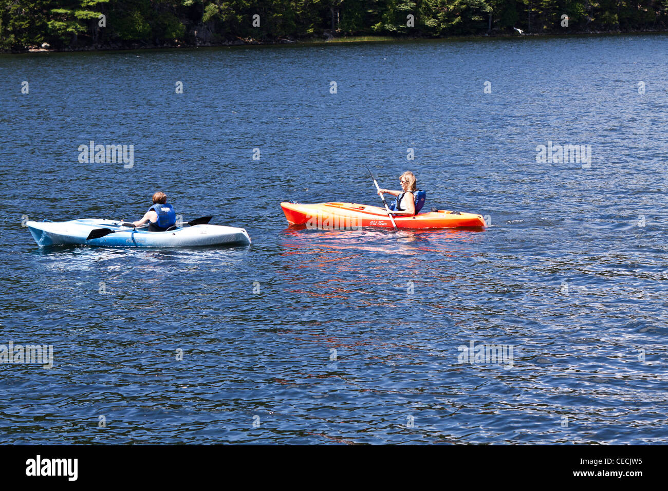 kayaks on Echo lake, Acadia National Park Stock Photo Alamy