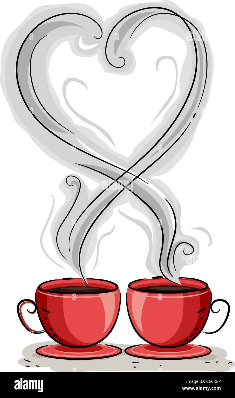 Illustration of Coffee Steam Forming the Shape of a Heart Stock Photo ...