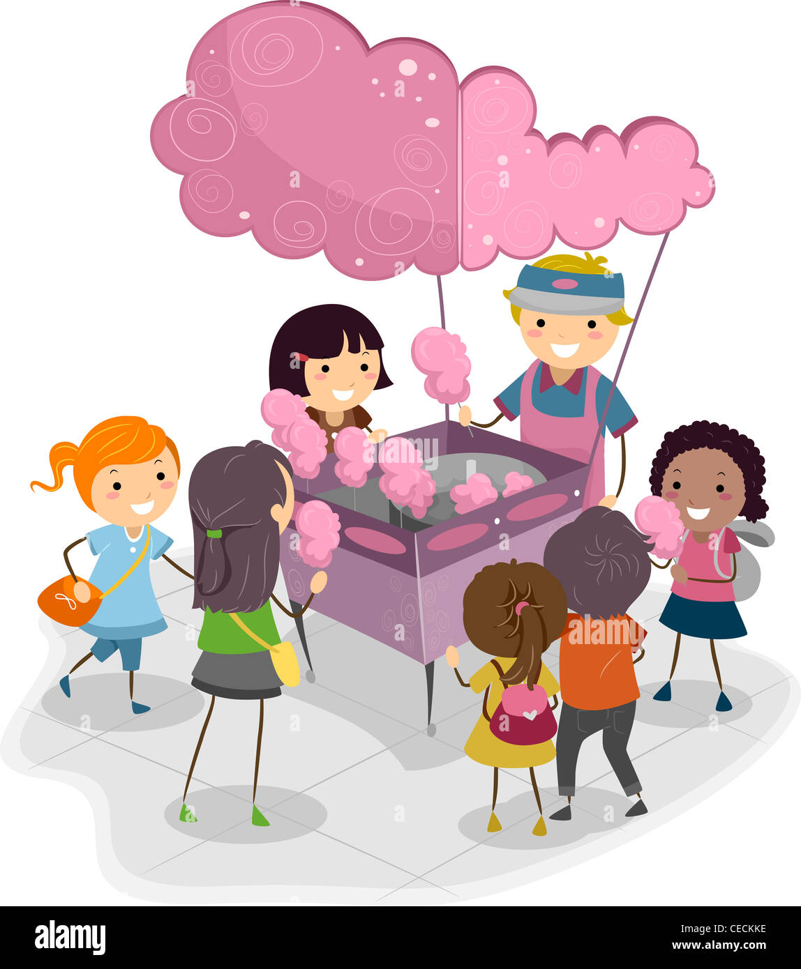Illustration of Kids Buying Cotton Candy Stock Photo Alamy