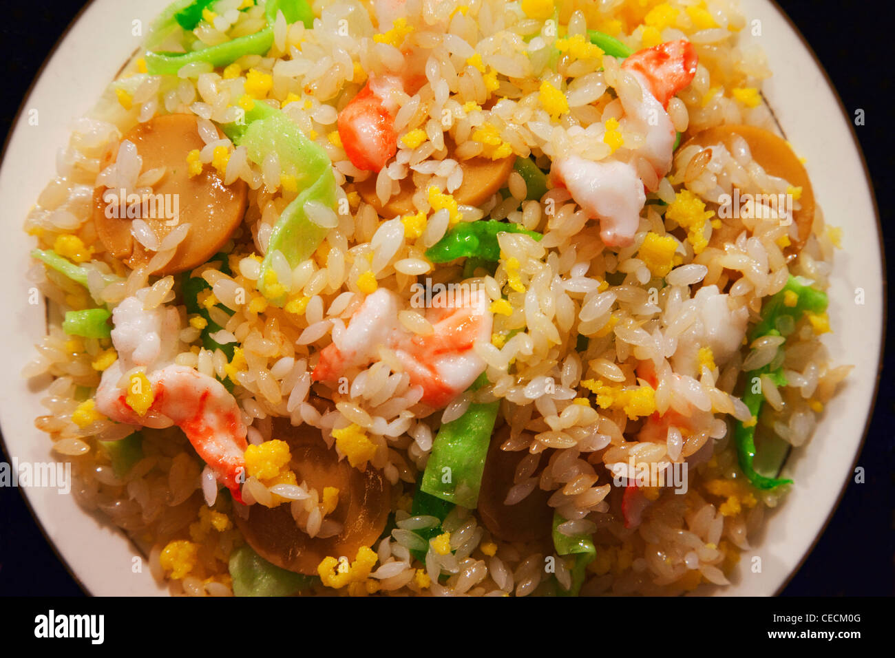 Restaurant window display of plastic Japanese food. Tokyo, Japan Stock