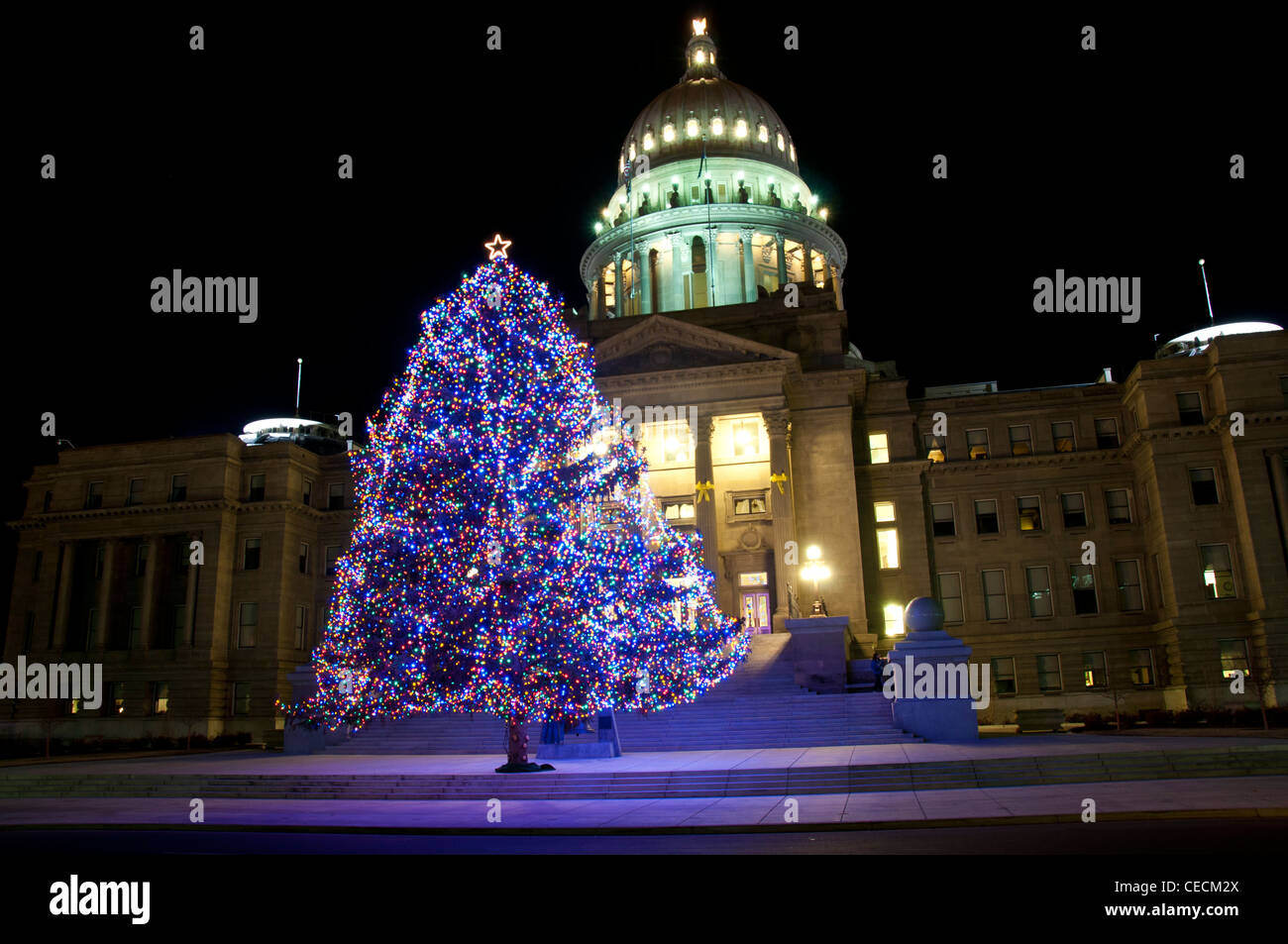 Idaho State Capitol Building and Christmas tree - 2011 Stock Photo