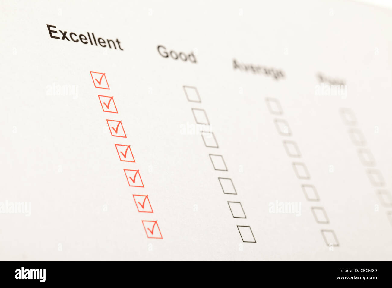 form with excellent checked Stock Photo - Alamy