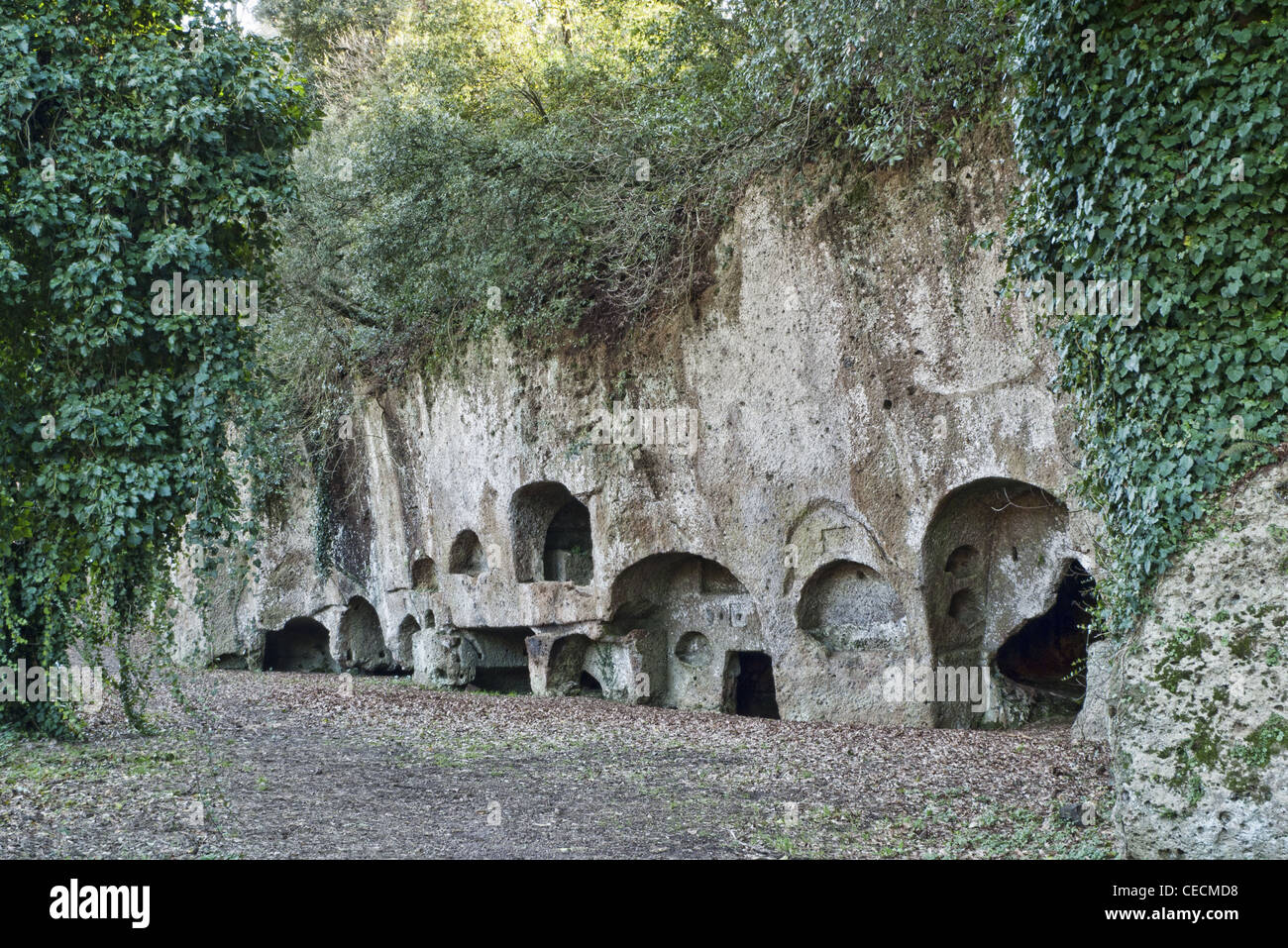 Tombs in the Roman Necropolis of Sutri, central Italy. Stock Photo