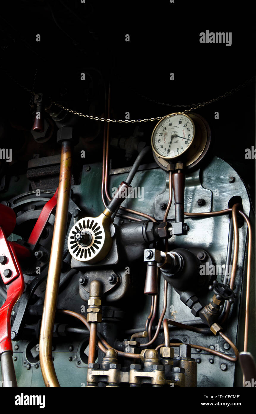 Controls Inside The Cab Of A Steam Locomotive On The Llangollen Railway ...