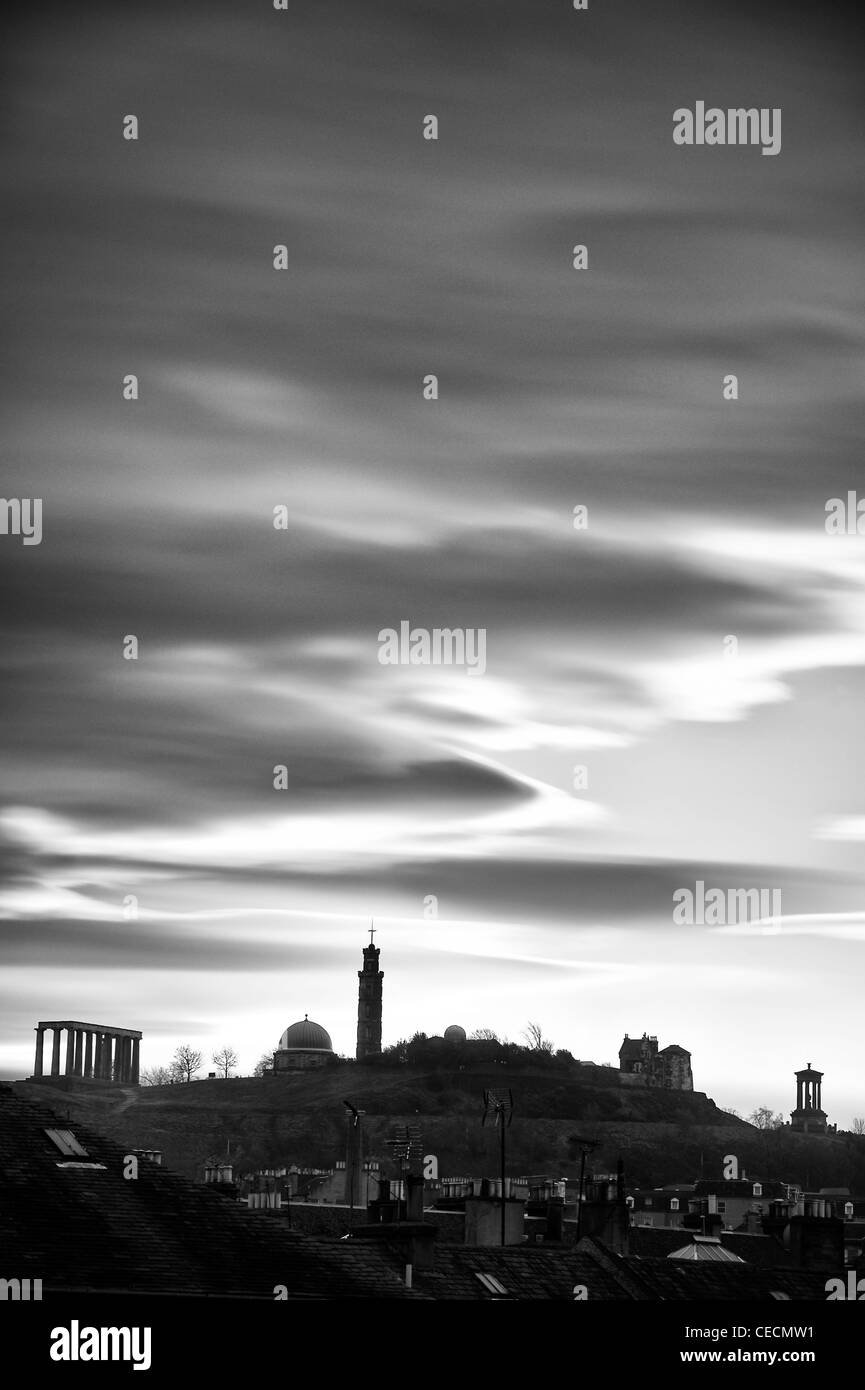 Calton Hill viewed from Leith, Edinburgh. Stock Photo