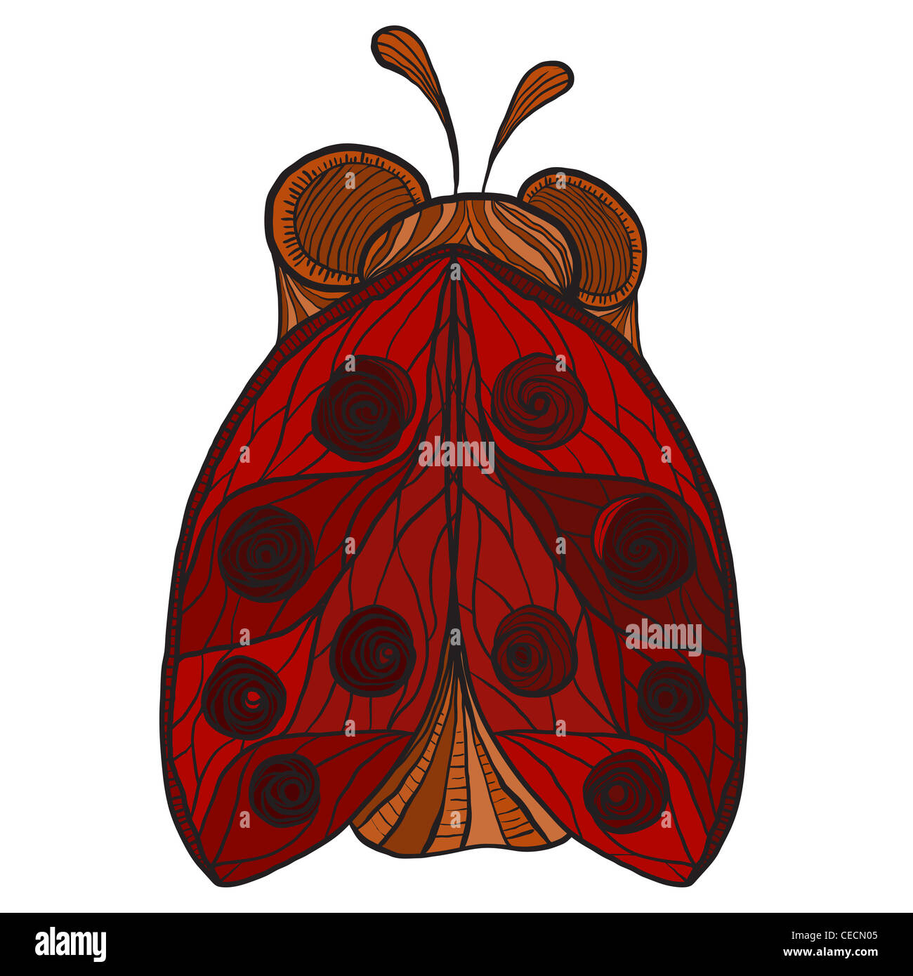 Stylized Ladybug stylized funky ladybug with red wings and dots Stock Photo - Alamy