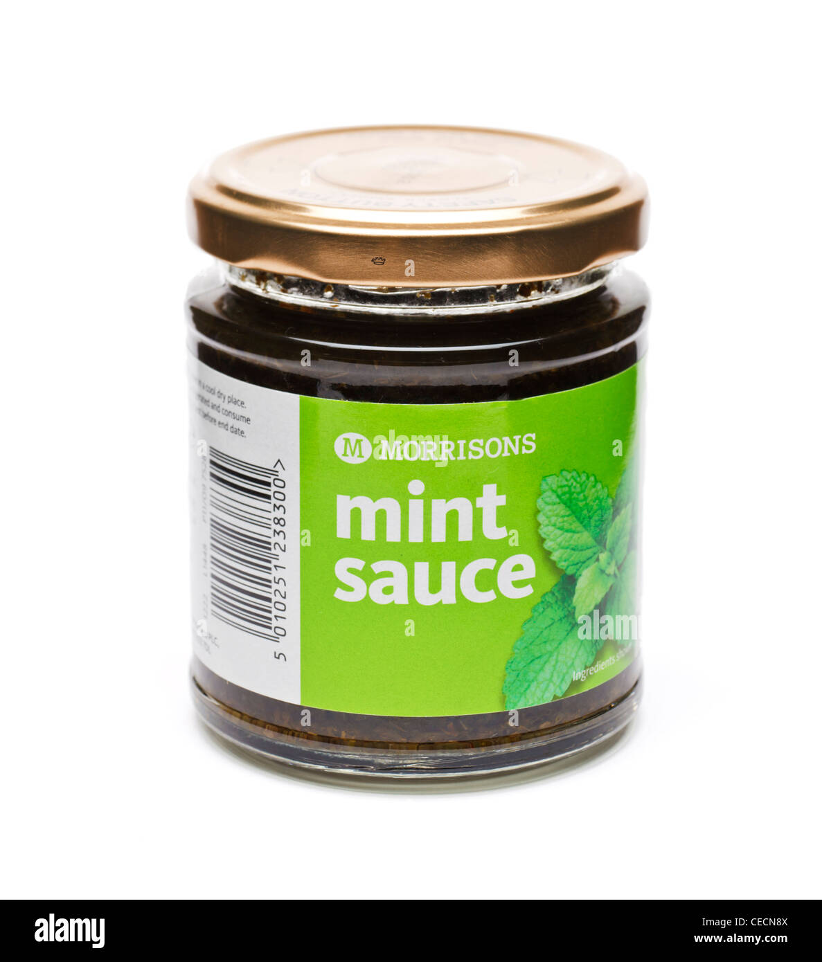 Mint sauce jar on white background Stock Photo