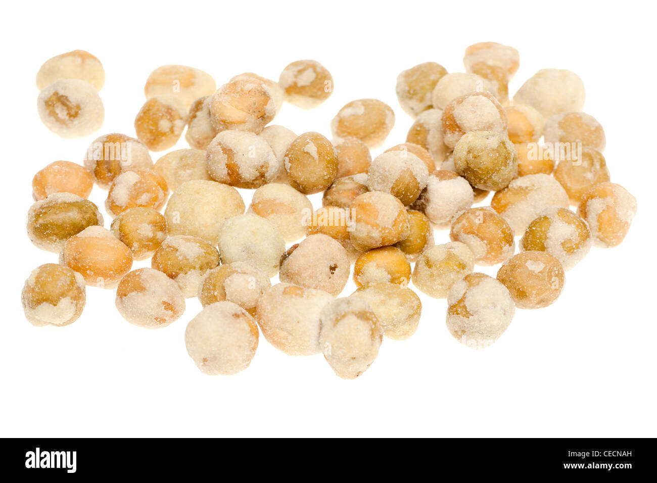 Pile of salted Wasabi peas snack Stock Photo