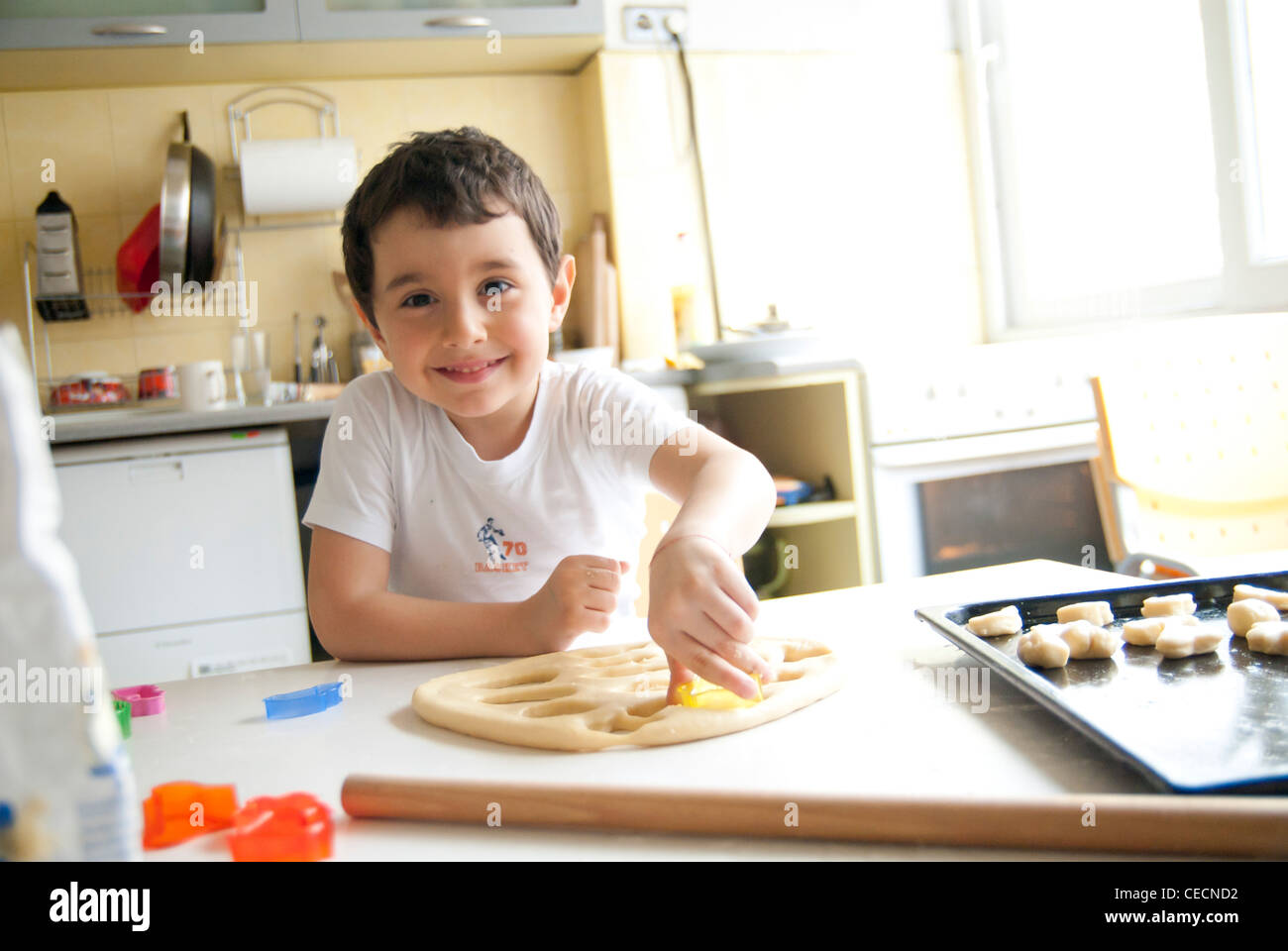 boy making cookies Stock Photo - Alamy