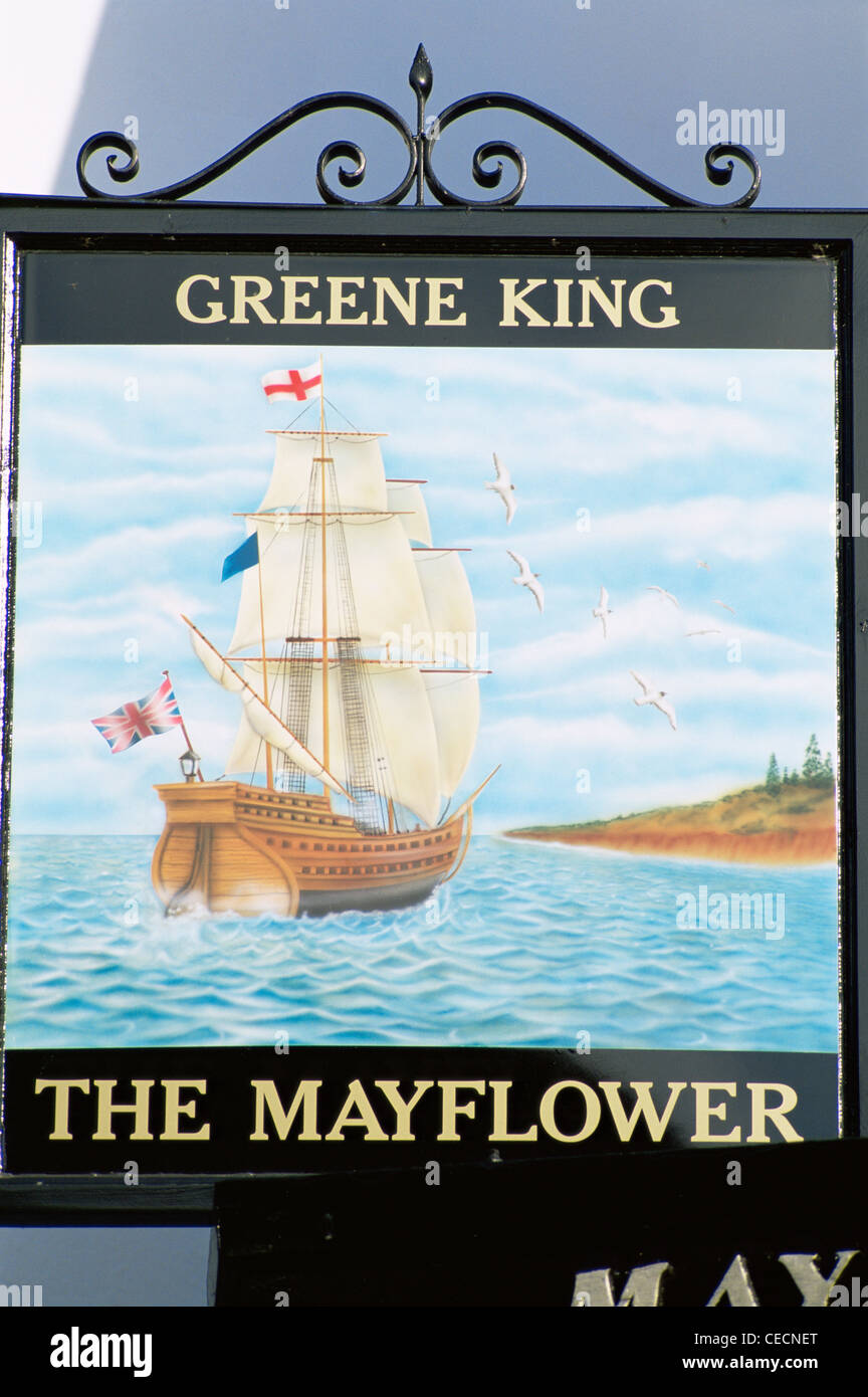 England, London, Mayflower Pub Sign at Rotherhithe Stock Photo