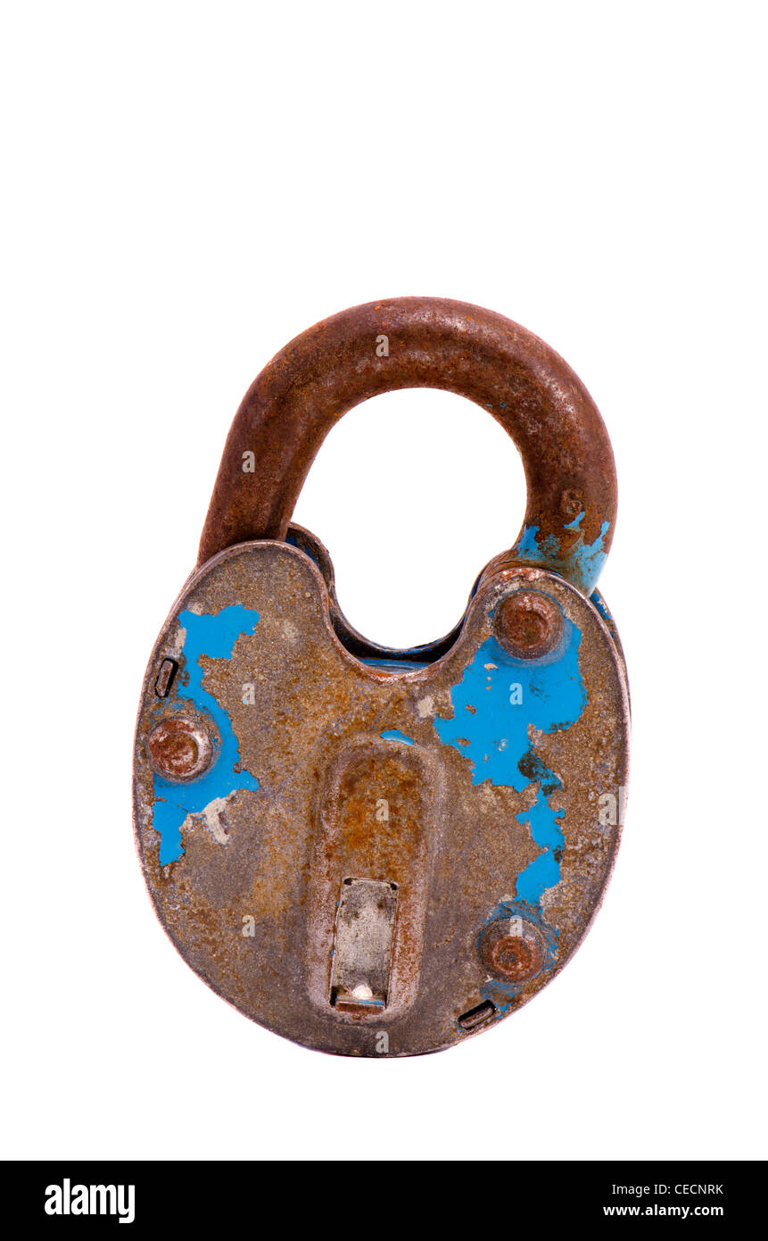 isolated on white old and grungy metallic lock Stock Photo - Alamy