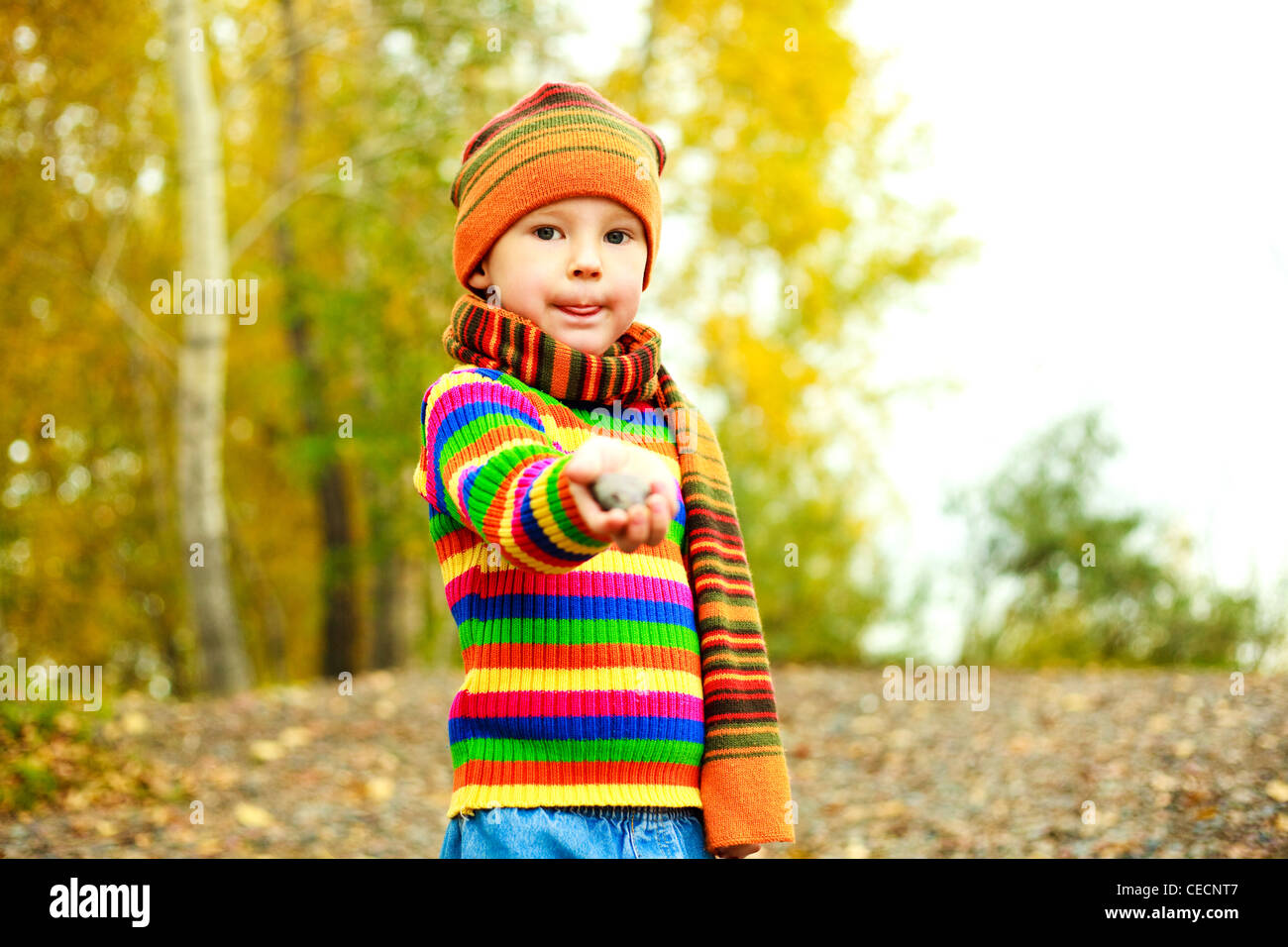 happy child in the autumn park Stock Photo - Alamy