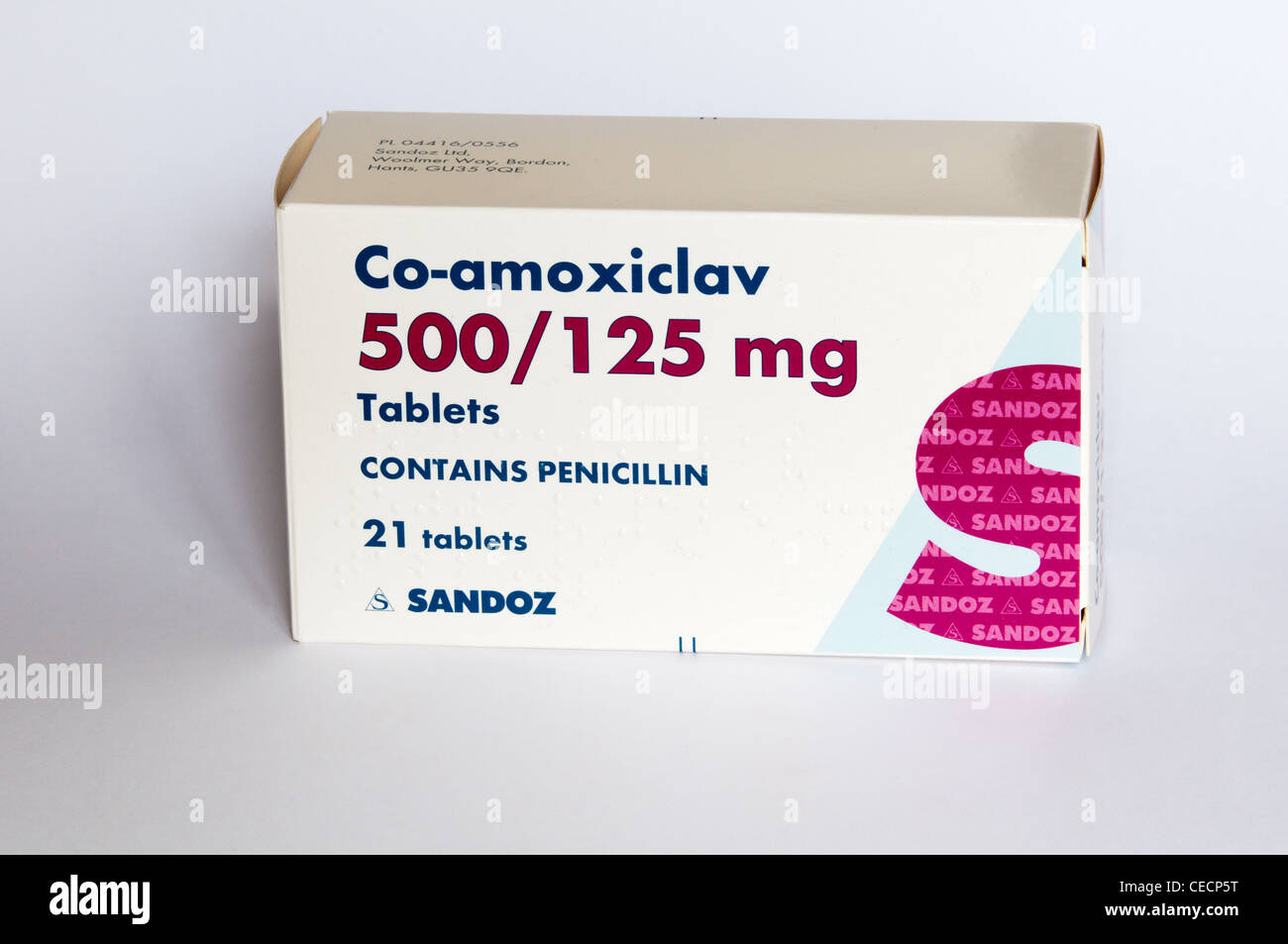 A stock photograph of a packet of Co-amoxiclav tablets Stock Photo
