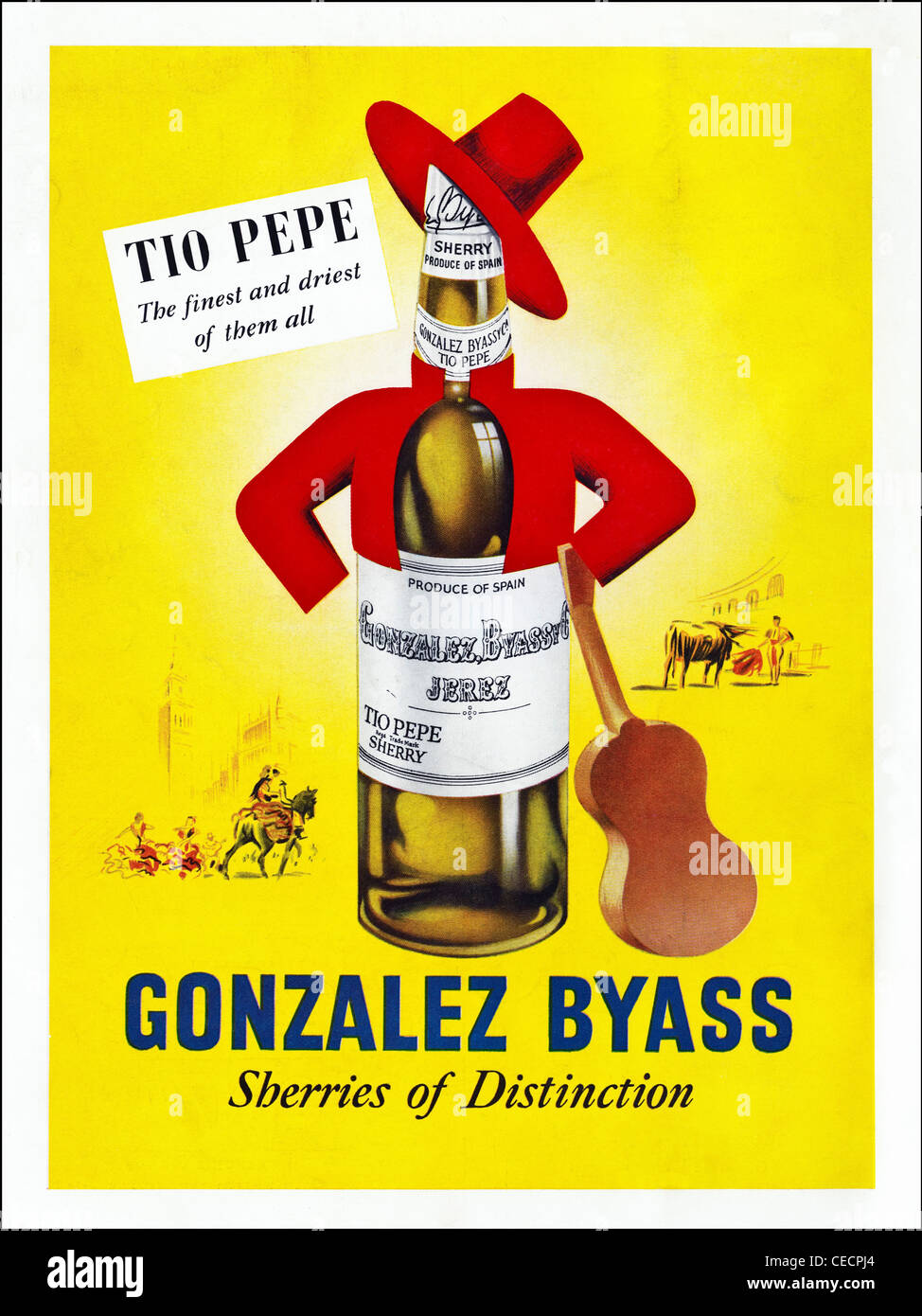 Original advert from 1950s news magazine advertising TIO PEPE GONZALEZ BYASS Spanish sherry Stock Photo