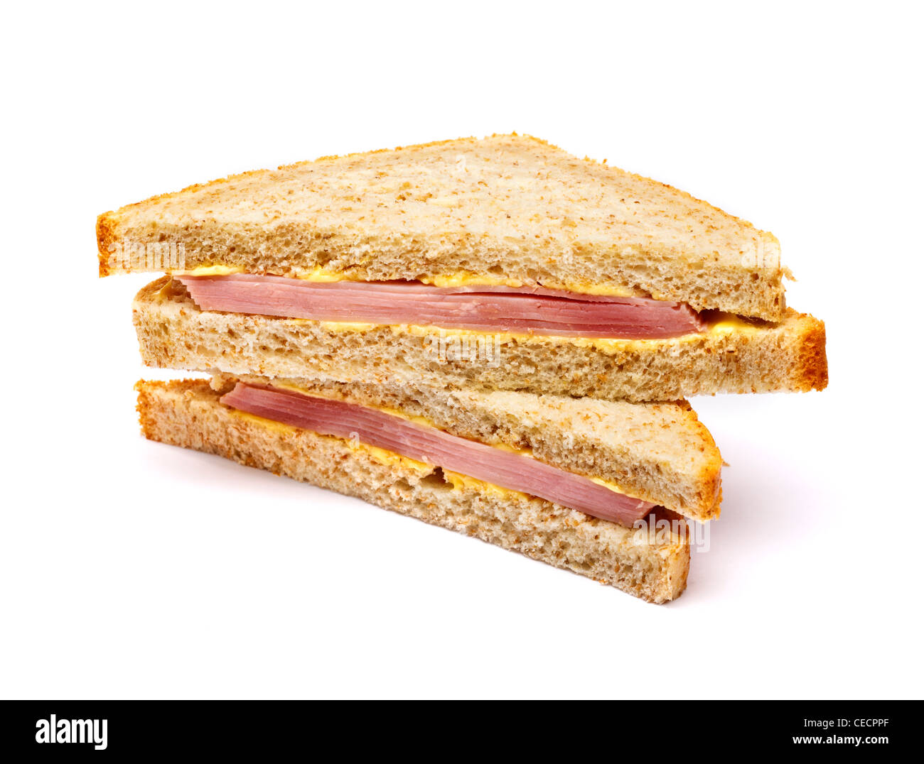 Ham sandwich on white background Stock Photo