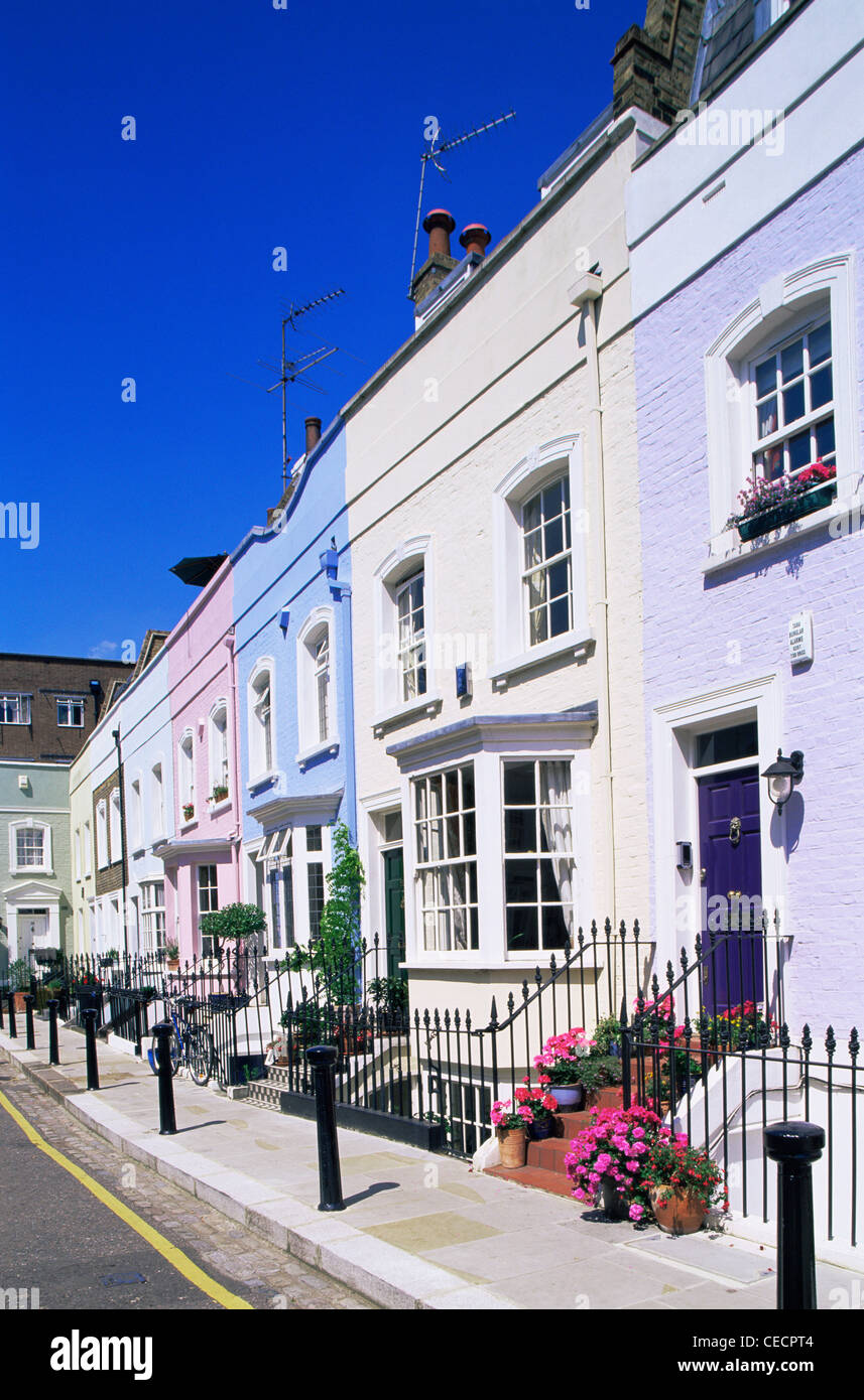 England, London, Chelsea, Bywater Street, Colourful Houses Stock Photo ...