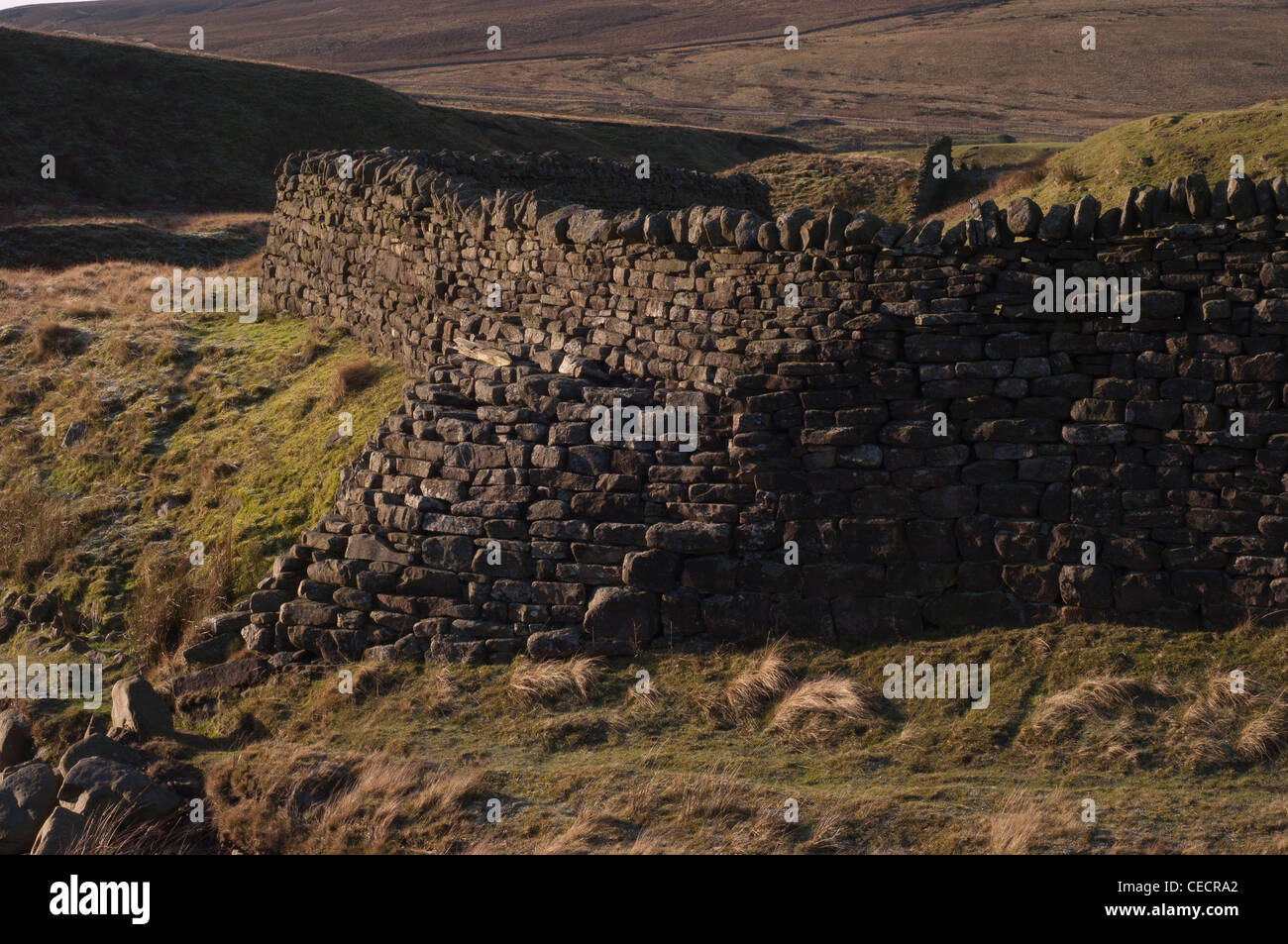 A Fine example of the art of dry stone wall building in Teesdale in County Durham, North East England. Stock Photo