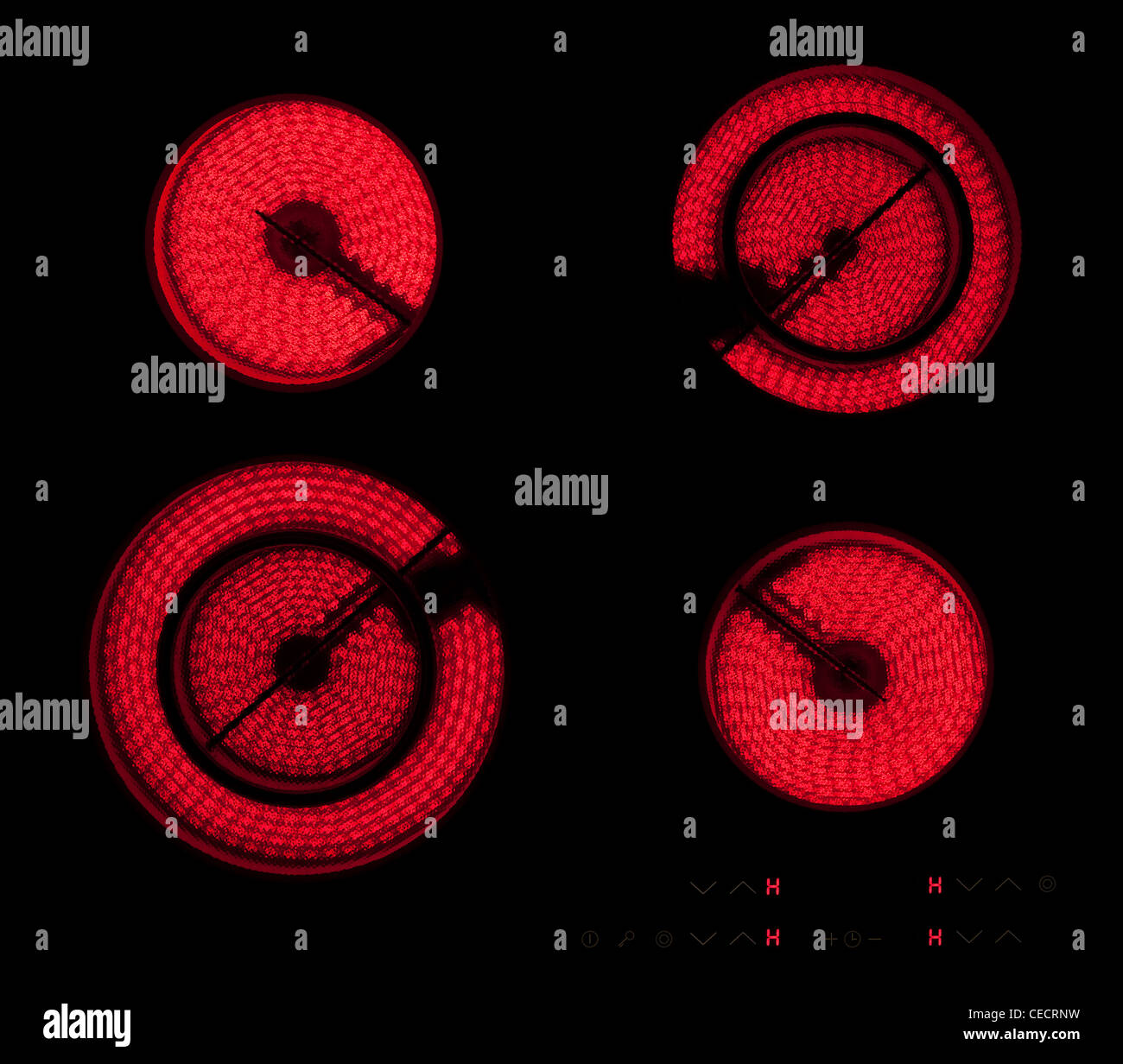 Closeup of modern kitchen equipment electric hob with ceramic surface