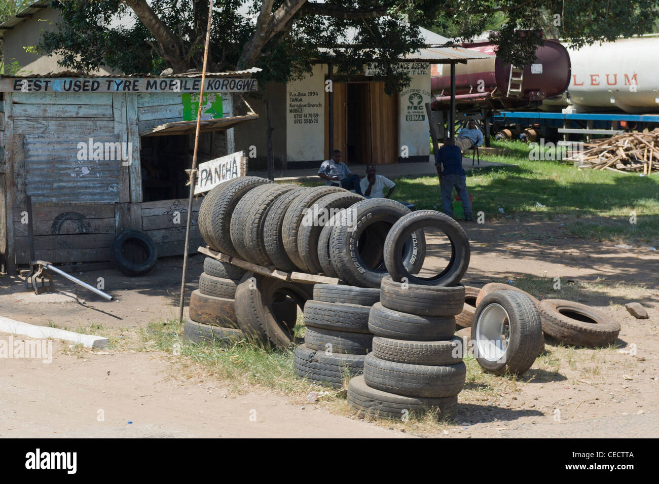 Used tires for sale in Korogwe Tanga Region Tanzania Stock Photo