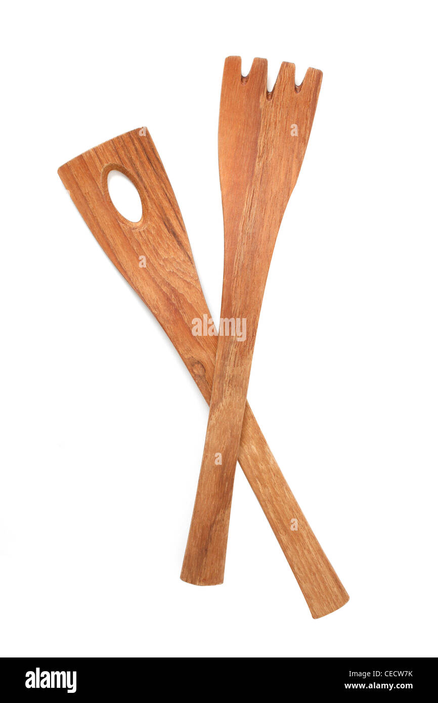 Wooden salad tongs Stock Photo Alamy