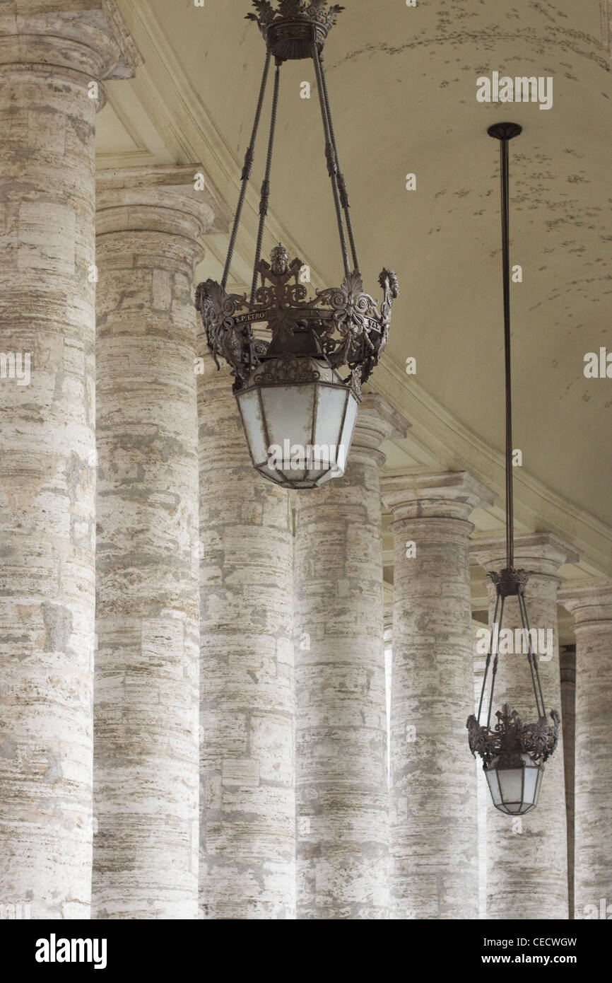 The Massive pillars and light St. Peter's Basilica Basilica di San Pietro Vatican city Rome Stock Photo