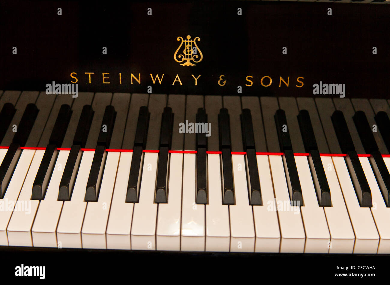 Close up of a Steinway and Sons grand piano keyboard Stock Photo