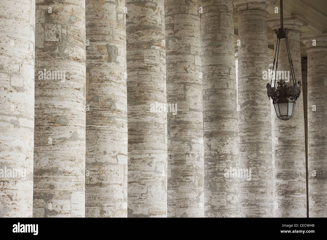 The Massive pillars and light St. Peter's Basilica Basilica di San Pietro Vatican city Rome Stock Photo