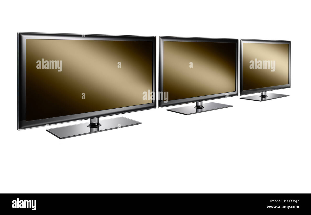 Three televisions in a row Stock Photo