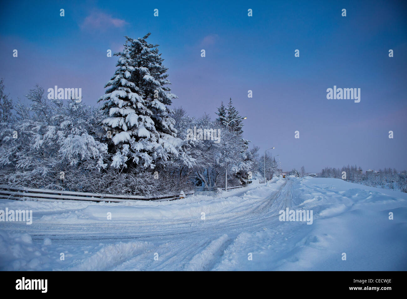 Snowy landscape after winter storm, Iceland Stock Photo - Alamy