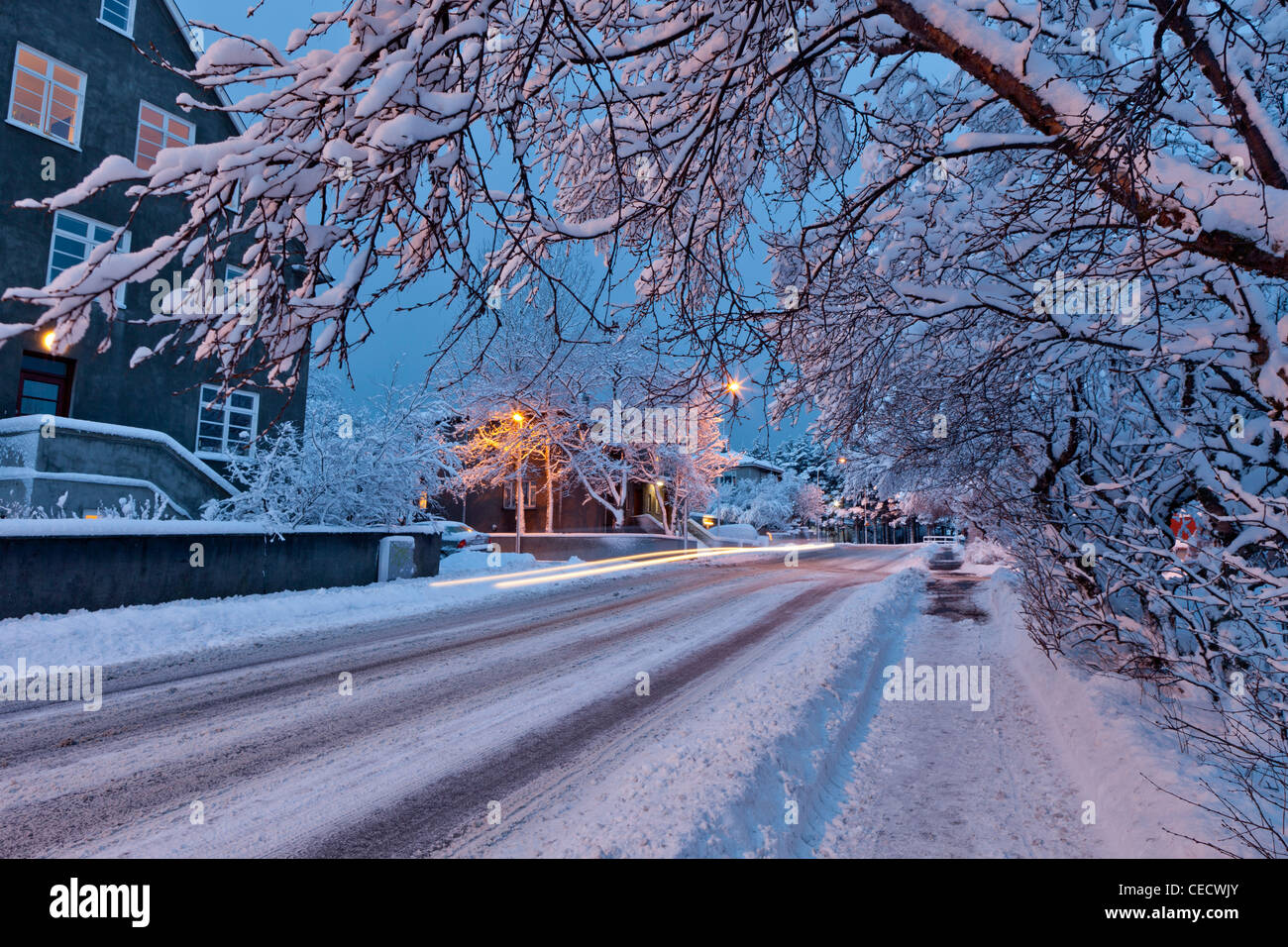 Snowy landscape after winter storm, Iceland Stock Photo - Alamy