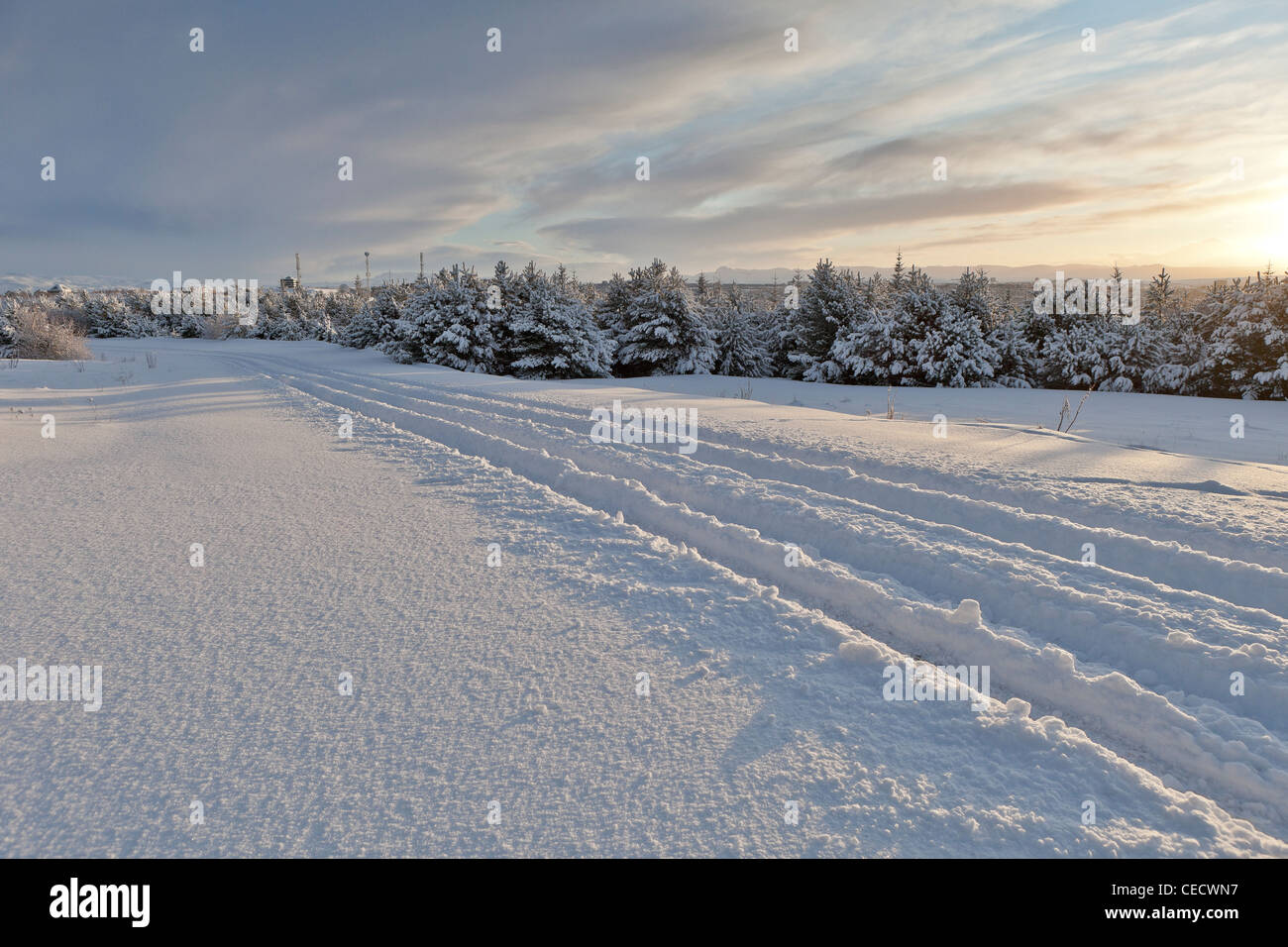Snowy landscape after winter storm, Iceland Stock Photo - Alamy