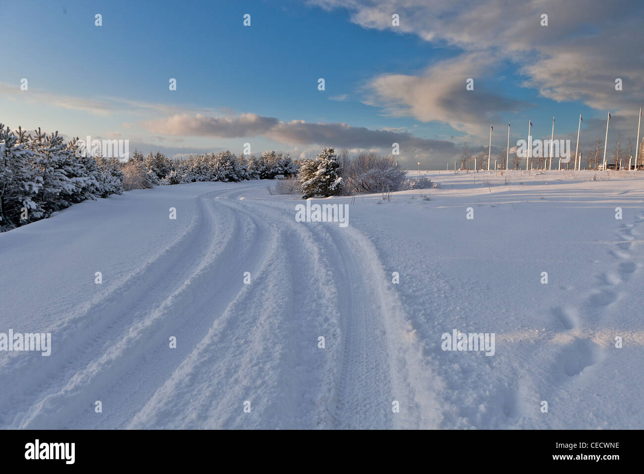 Snowy landscape after winter storm, Iceland Stock Photo - Alamy