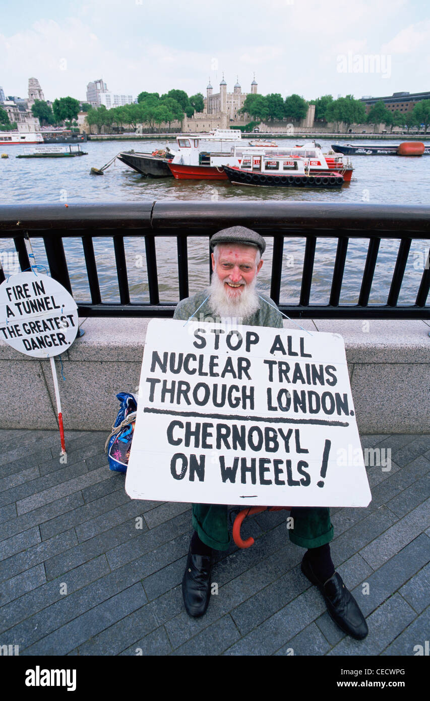 England, London, Anti Nuclear Demonstrator Stock Photo