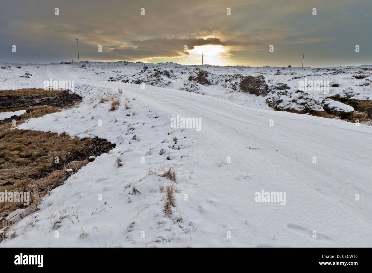 Snowy landscape after winter storm, Iceland Stock Photo - Alamy
