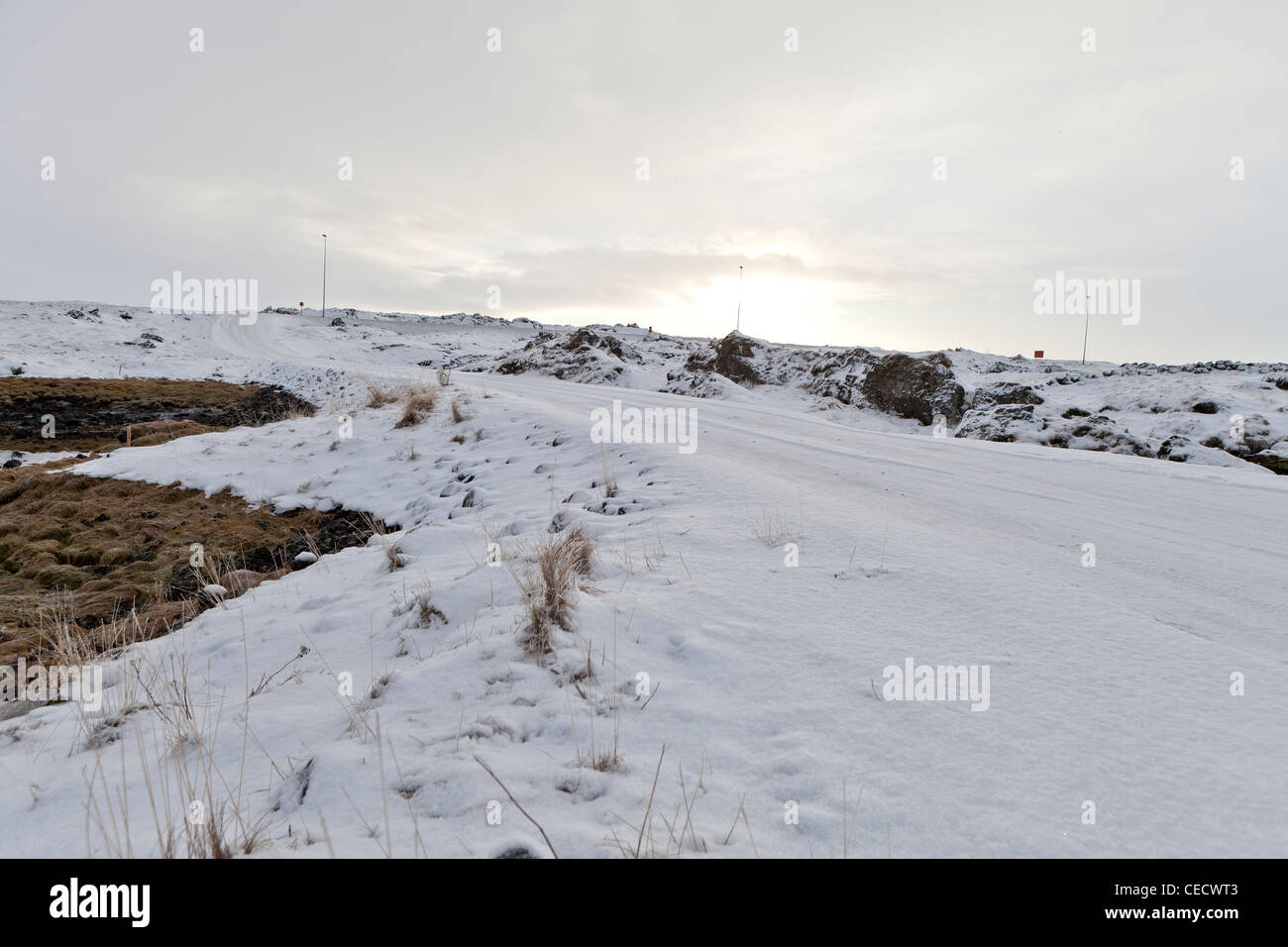 Snowy landscape after winter storm, Iceland Stock Photo - Alamy