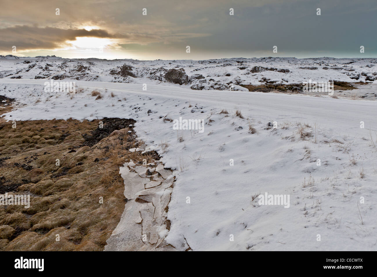 Snowy landscape after winter storm, Iceland Stock Photo - Alamy