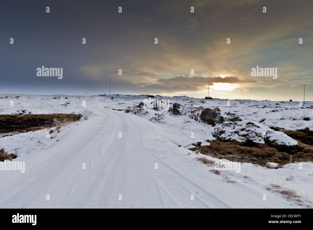 Snowy landscape after winter storm, Iceland Stock Photo - Alamy