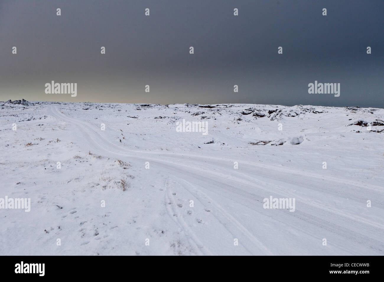 Snowy landscape after winter storm, Iceland Stock Photo - Alamy