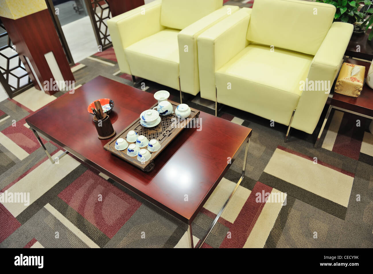Chinese style sofa and teatable Stock Photo Alamy