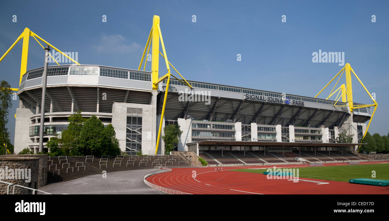 Signal Iduna Park stadium, Dortmund, Ruhr area, North Rhine-Westphalia, Germany, Europe Stock Photo
