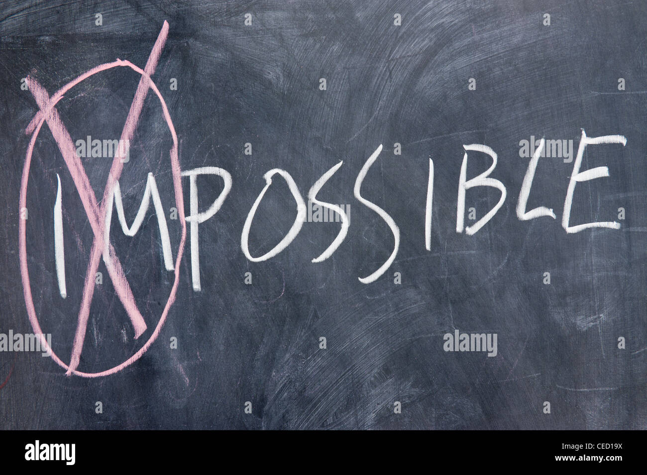 Chalkboard writing - concept of impossible or possible Stock Photo